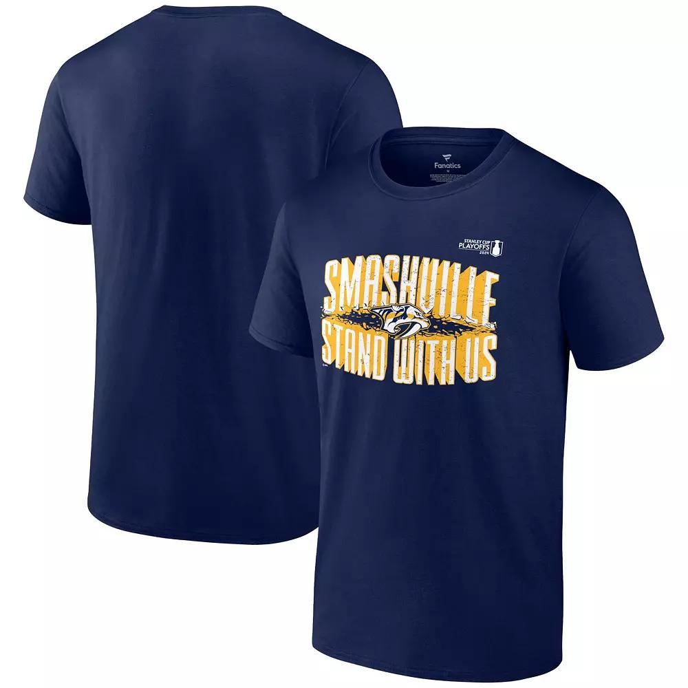 Men's Fanatics  Navy Nashville Predators 2024 Stanley Cup Playoffs Slogan T-Shirt, Size: XL, Pdt Blue Product Image
