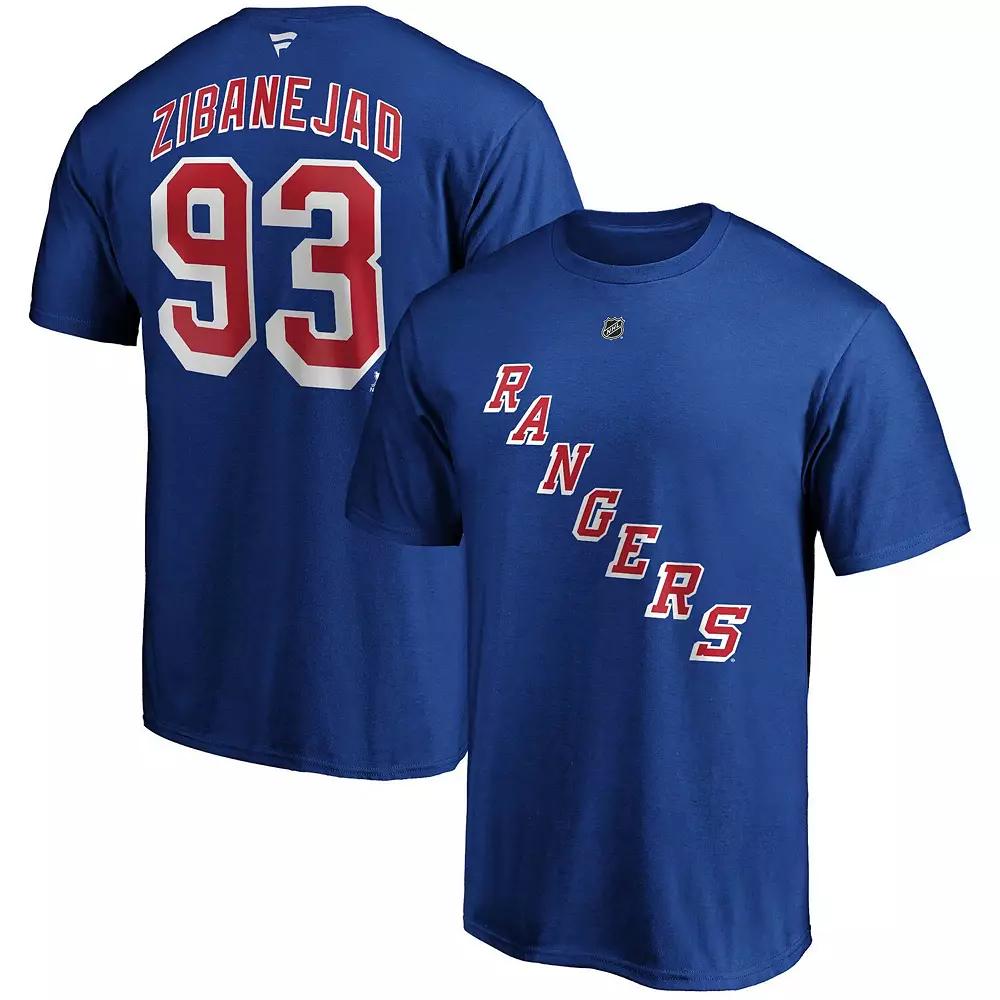 Men's Fanatics Branded Mika Zibanejad Blue New York Rangers Big & Tall Name & Number T-Shirt,  Product Image