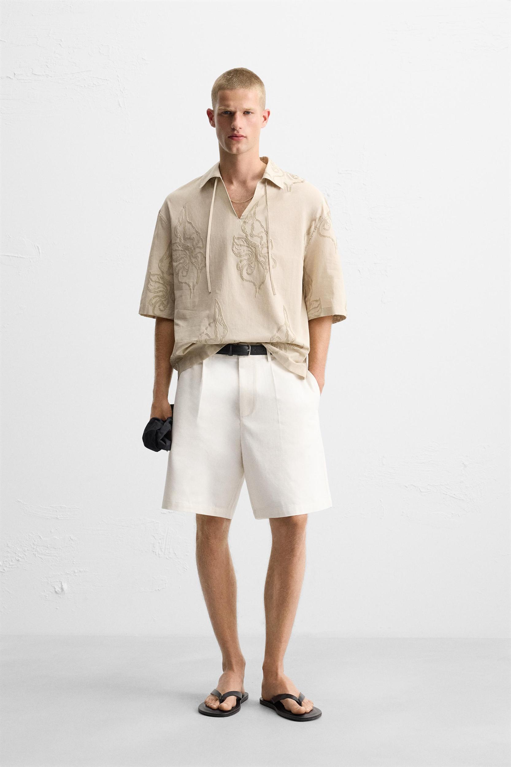 LEAF EMBROIDERED SHIRT Product Image