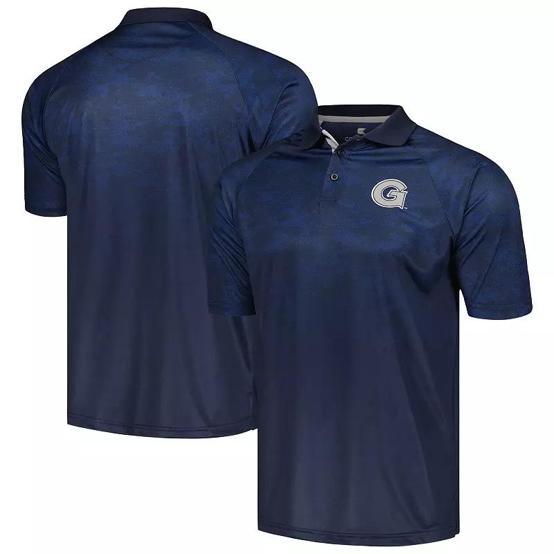 Men's Colosseum Navy Georgetown Hoyas Honeycomb Raglan Polo,  Product Image