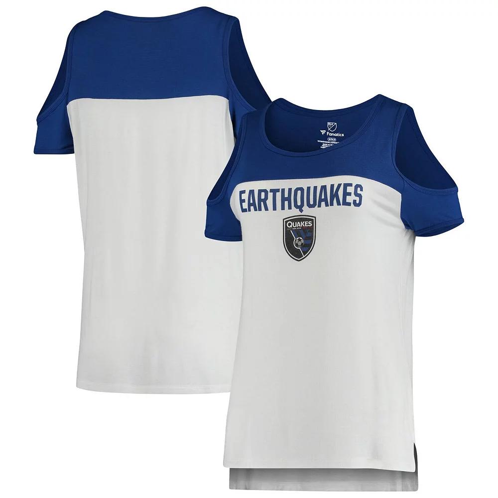 Women's Fanatics Branded White San Jose Earthquakes Iconic Pure Dedication Cold Shoulder T-Shirt, Size: Large, Sje White Product Image