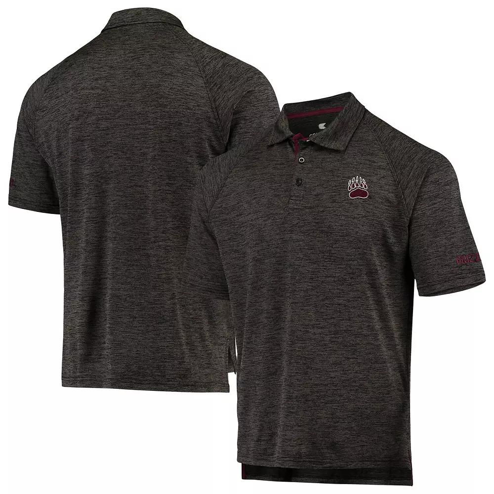 Men's Colosseum Heathered Black Montana Grizzlies Down Swing Raglan Polo,  Product Image