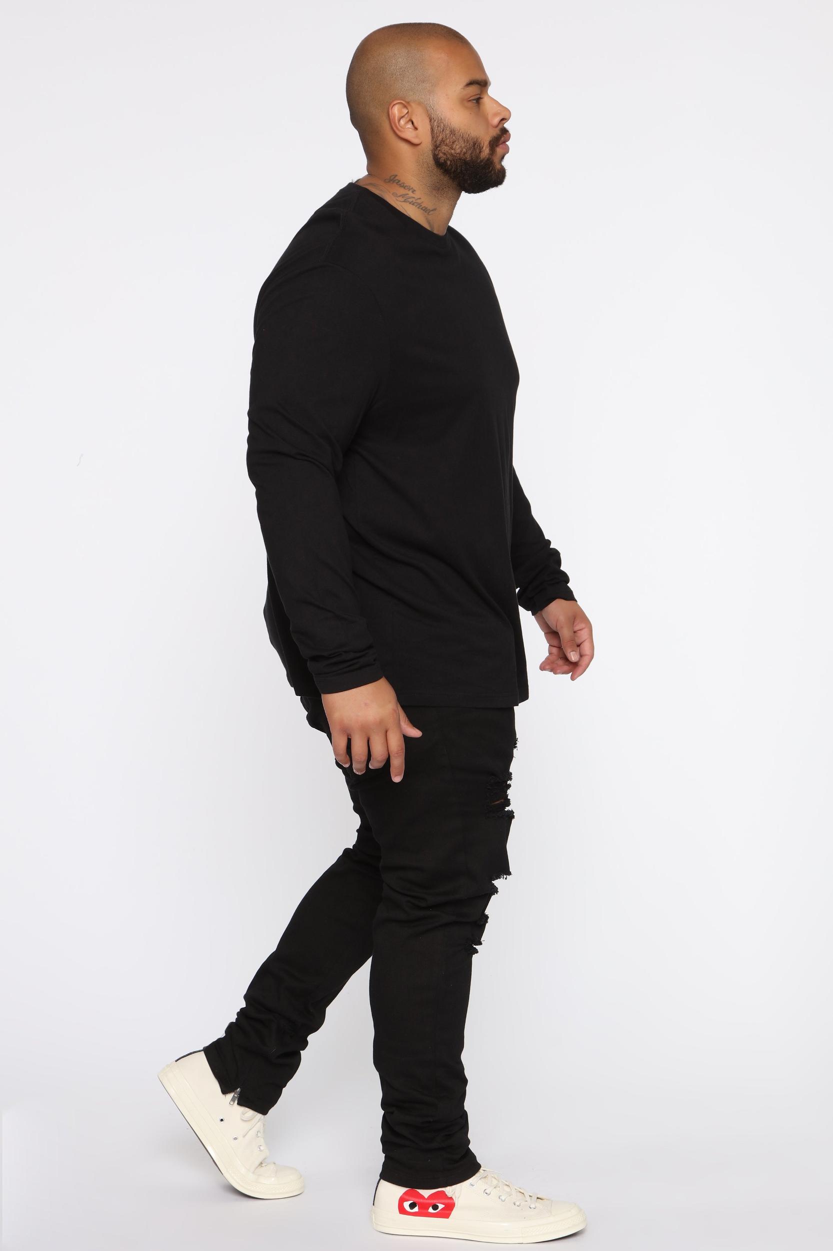 Essential Long Sleeve Crew Tee - Black Product Image
