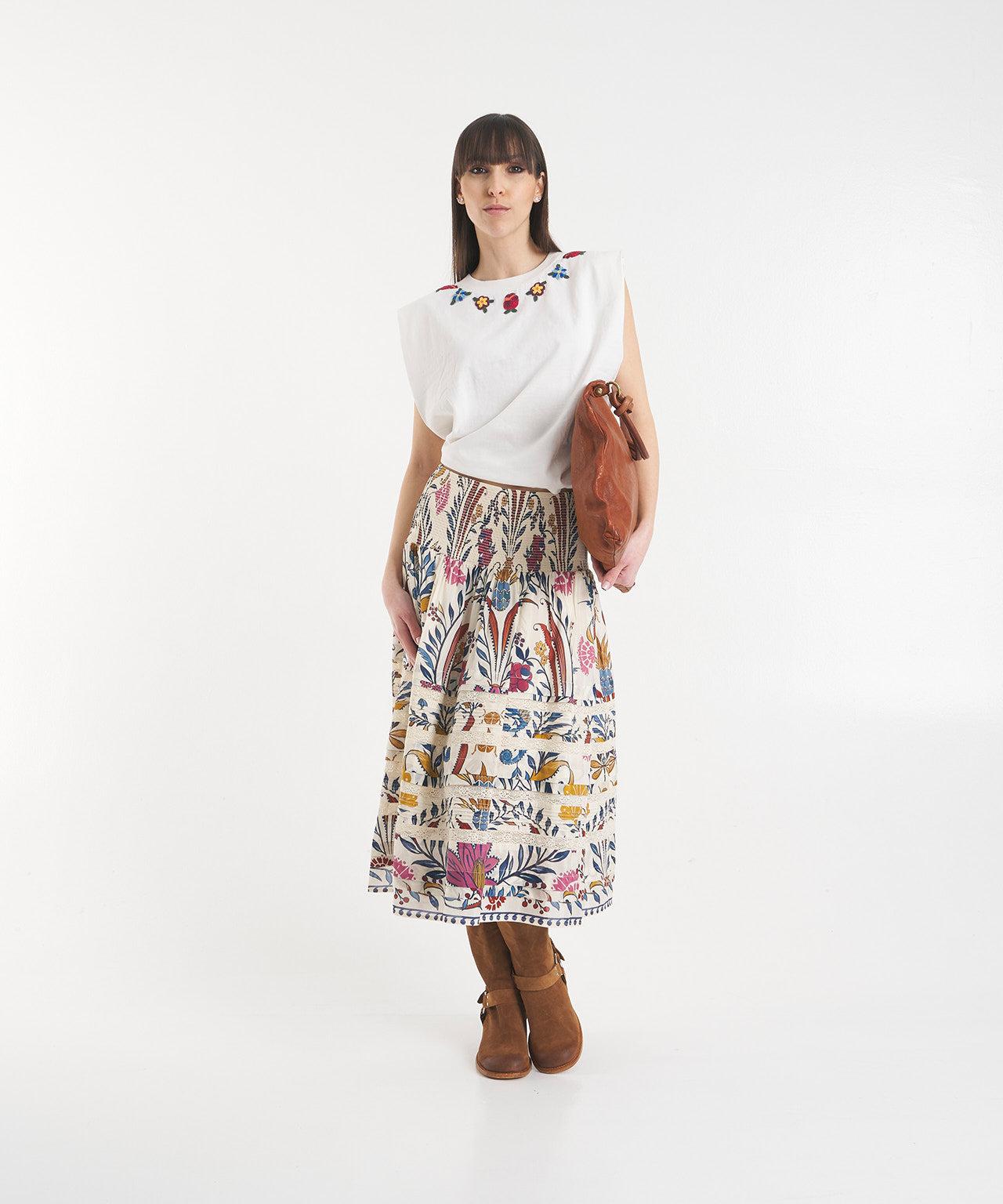 Midi skirt with floral pattern Product Image