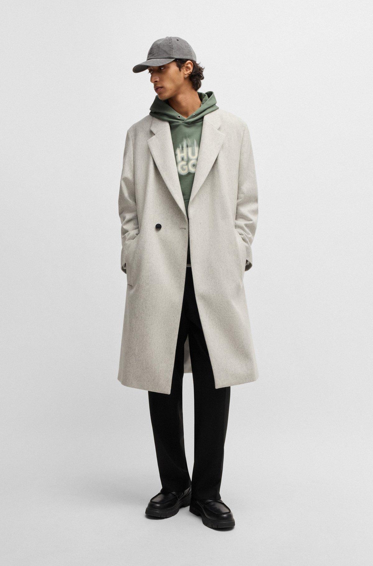 Cotton-terry hoodie with stacked smoke logo print Product Image