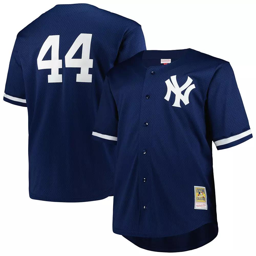 Men's Mitchell & Ness Reggie Jackson Navy New York Yankees Big & Tall Cooperstown Collection Mesh Batting Practice Jersey, Size: XLT, Blue Product Image