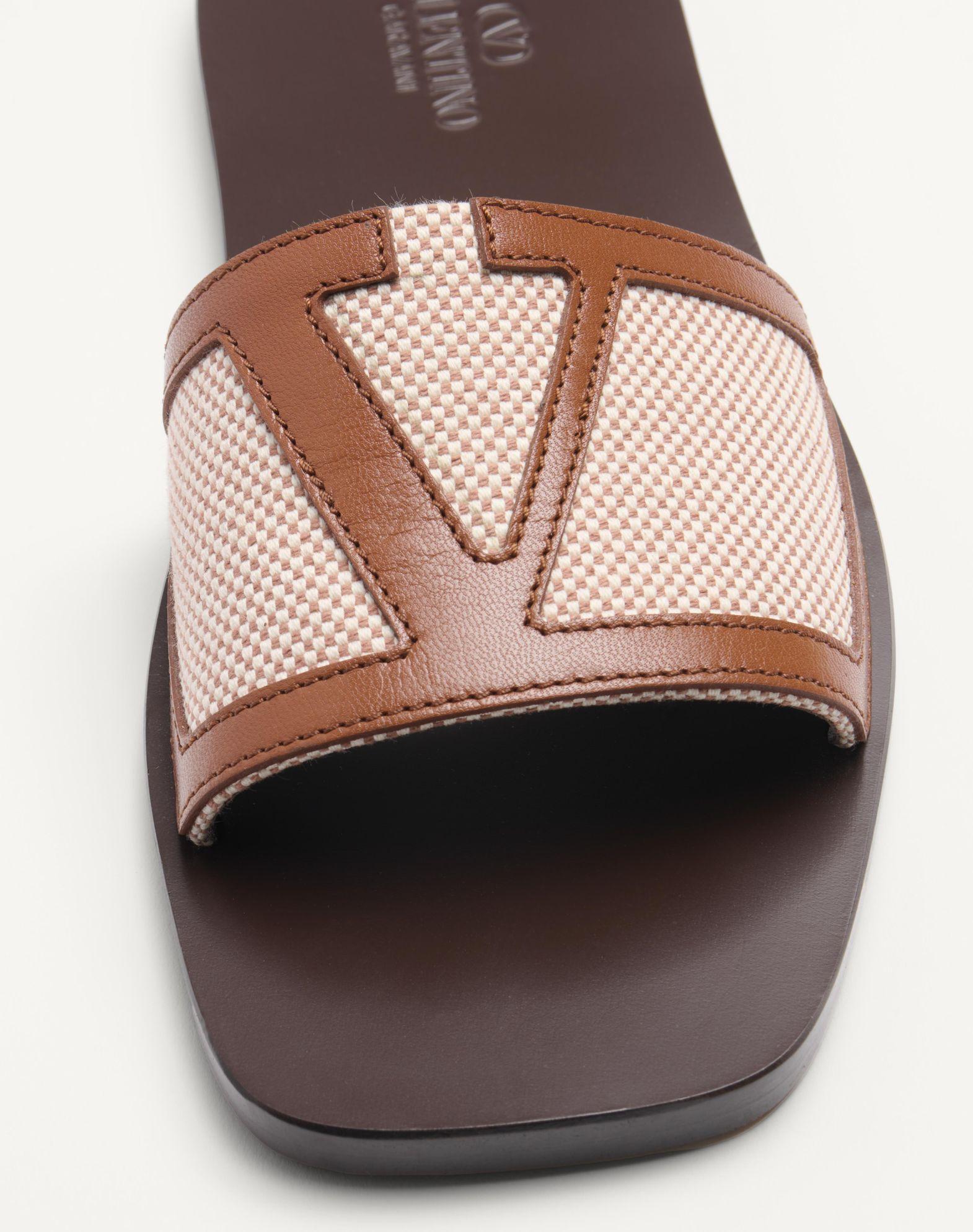 Viva Superstar Slide Sandal In Canvas Fabric And Nappa Leather Product Image