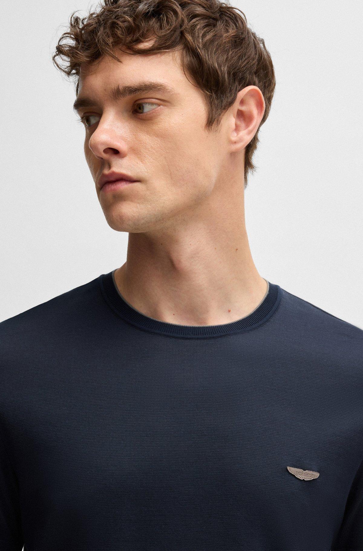 BOSS - BOSS x ASTON MARTIN T-shirt in cotton, linen and silk - Dark Blue Product Image