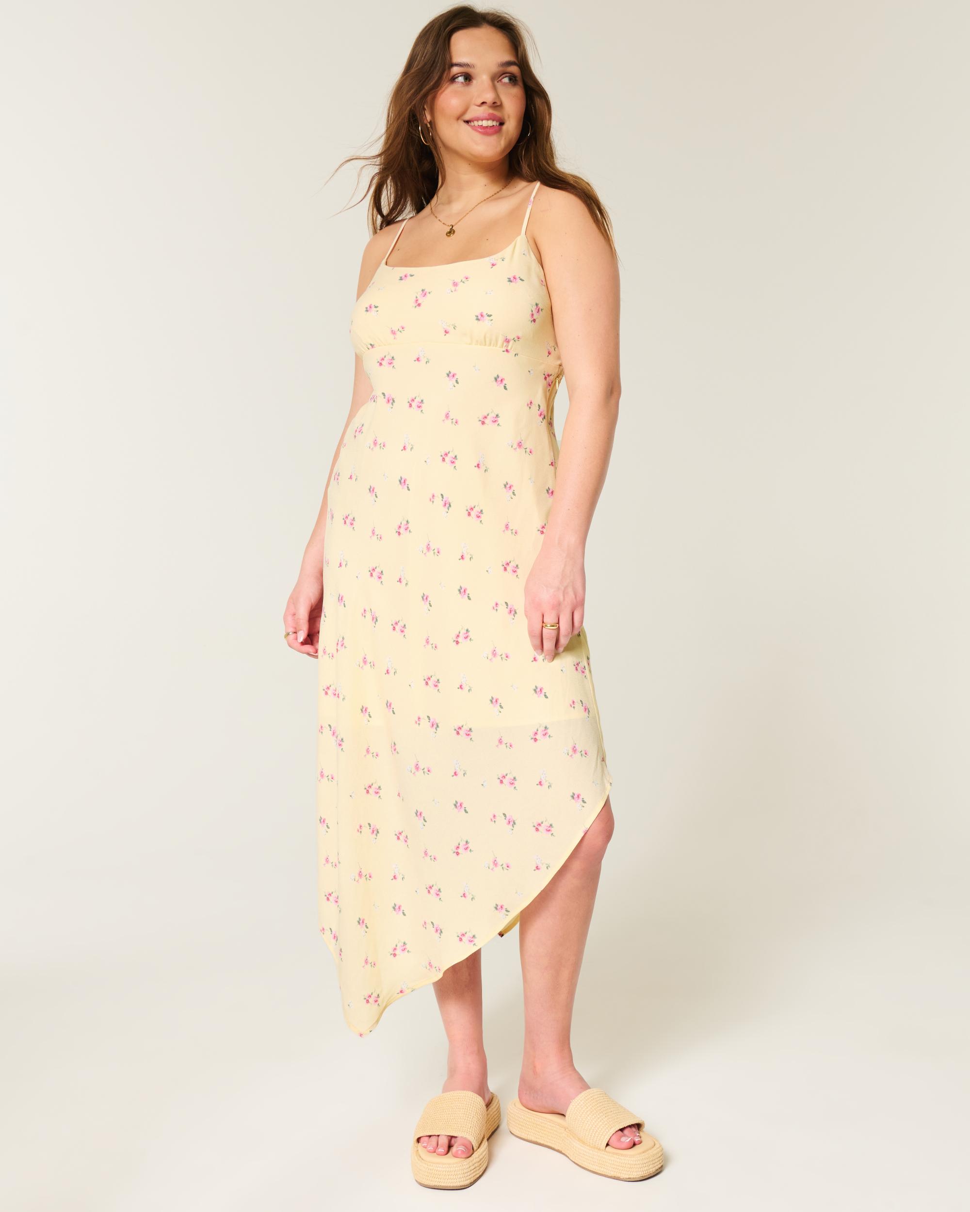 Asymmetrical Hem Midi Dress Product Image