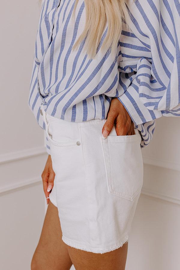 JUST USA Joy High Waist Shorts in White Product Image