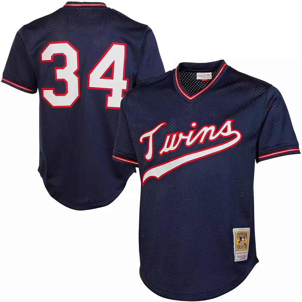 Mens Mitchell & Ness Kirby Puckett Minnesota Twins 1985 Authentic Cooperstown Collection Mesh Batting Practice Jersey Blue Product Image