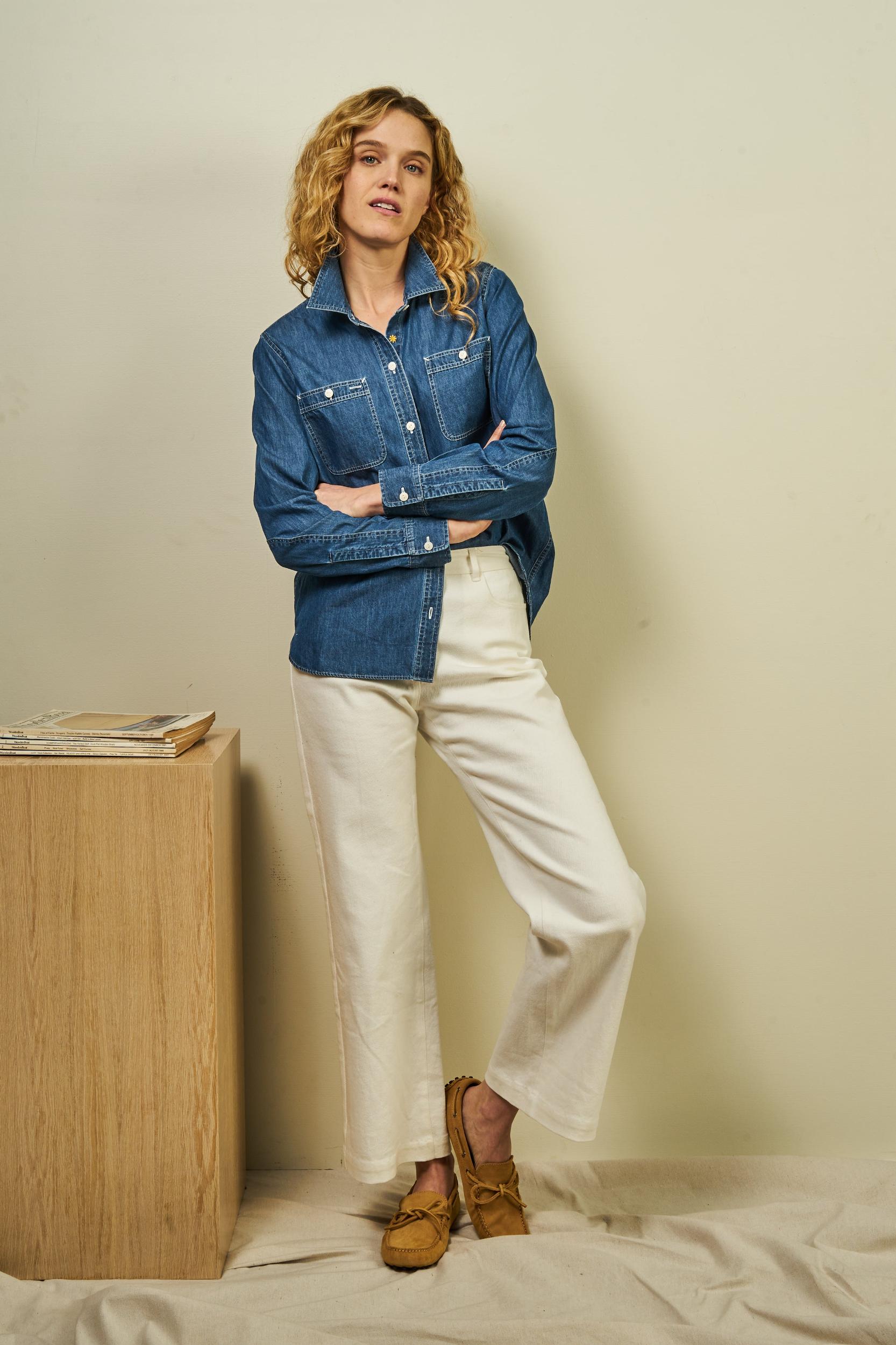 Women's Work Shirt in Denim Product Image