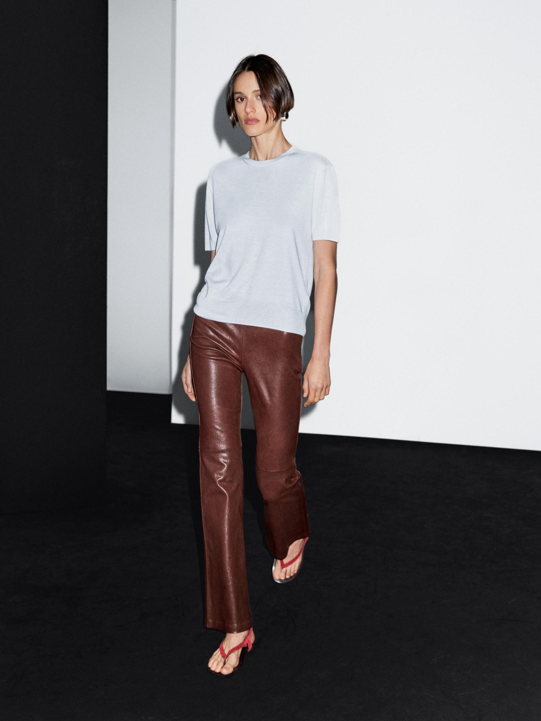 Short-sleeve wool blend knit sweater Product Image