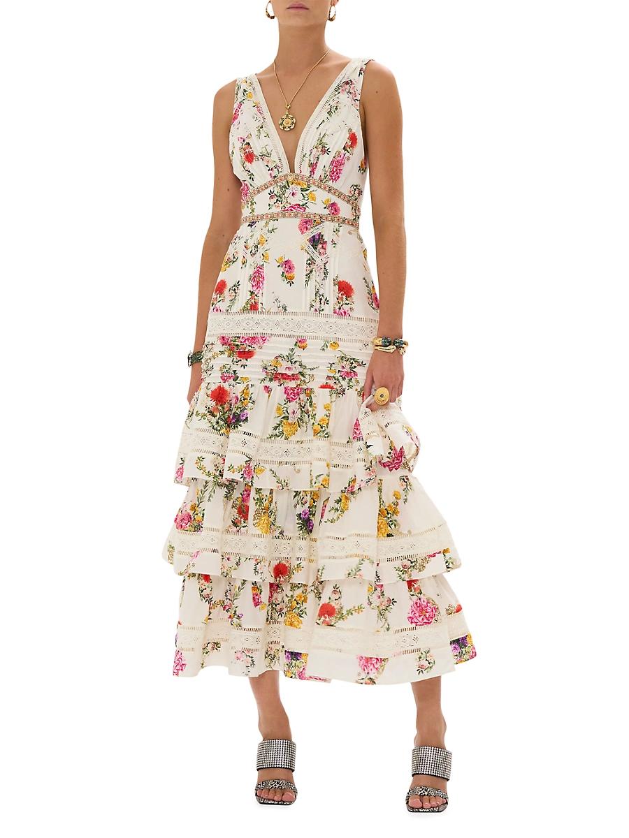 Womens Ruffled Tiered Hem Dress Product Image