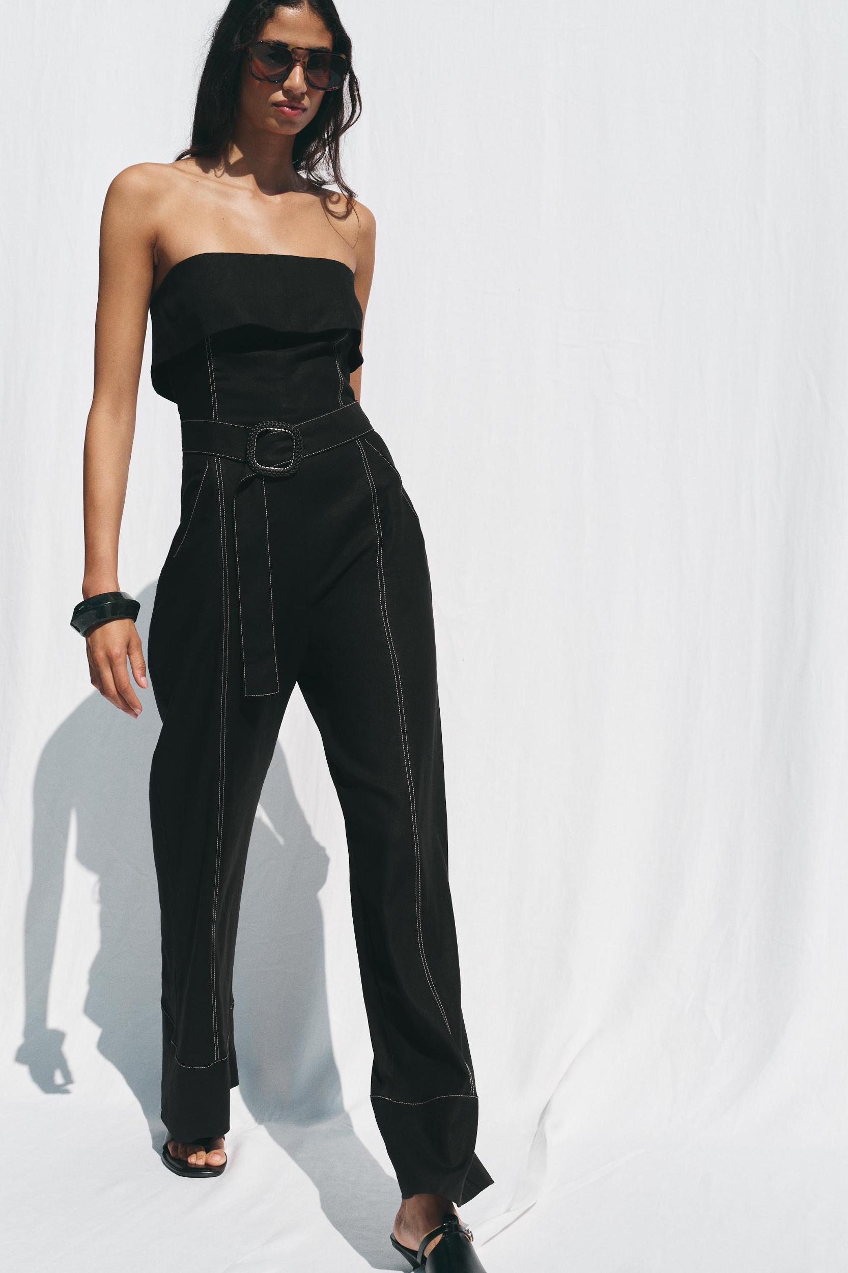 LINEN STRAPLESS JUMPSUIT Product Image