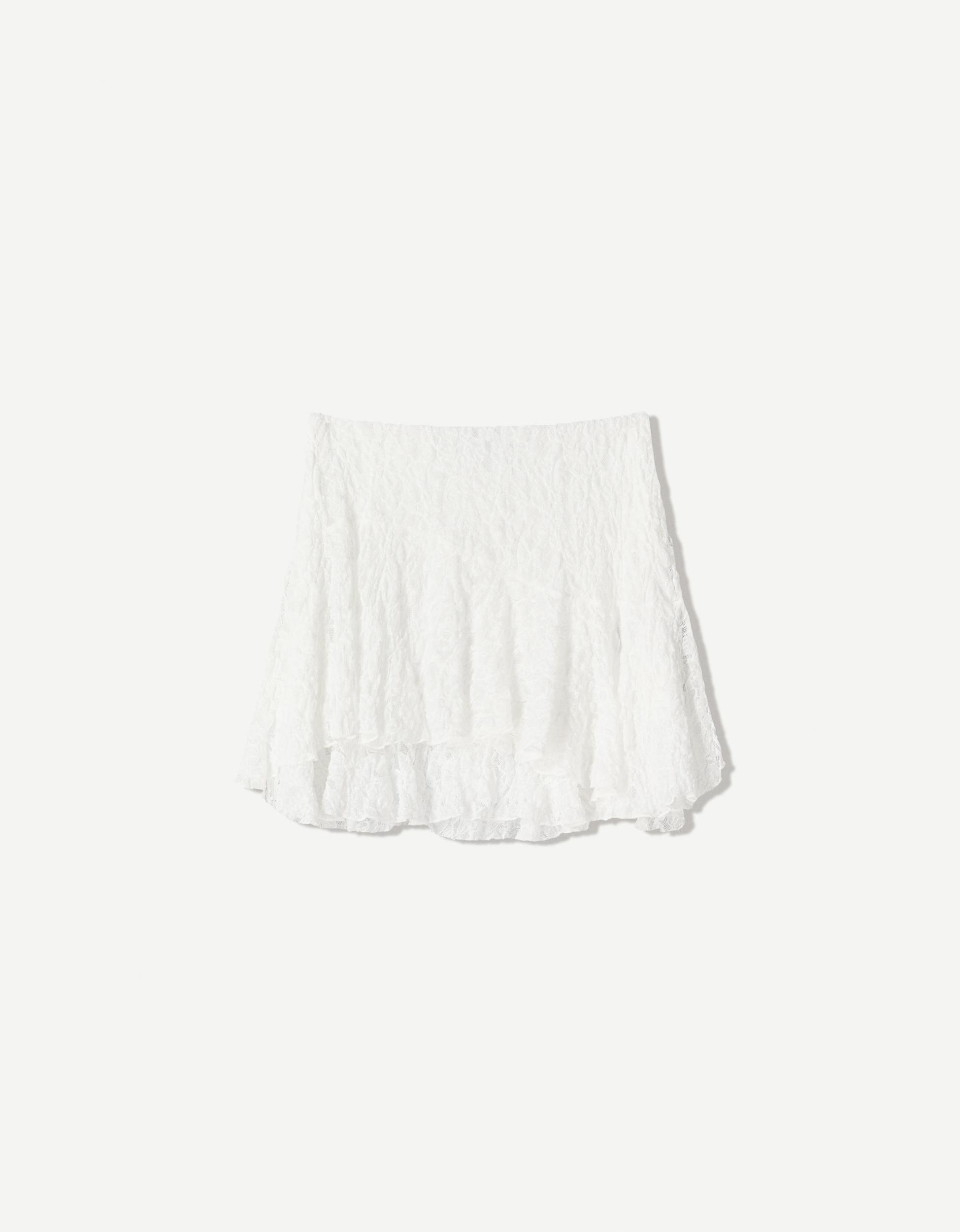 Blonde lace ruffled mini skirt Product Image