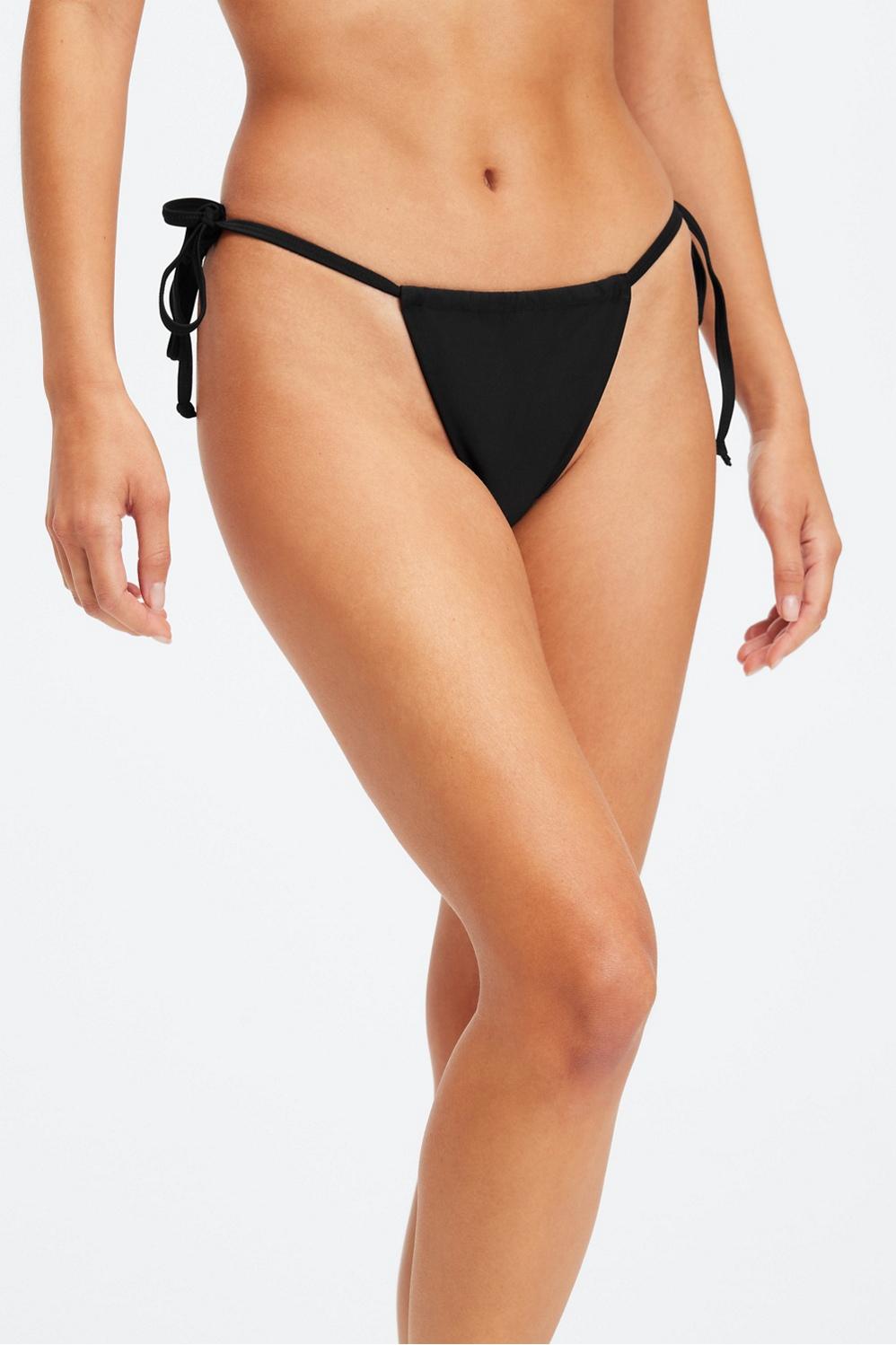 Fabletics High-Cut String Bikini Bottom Womens black plus Size 2X Product Image