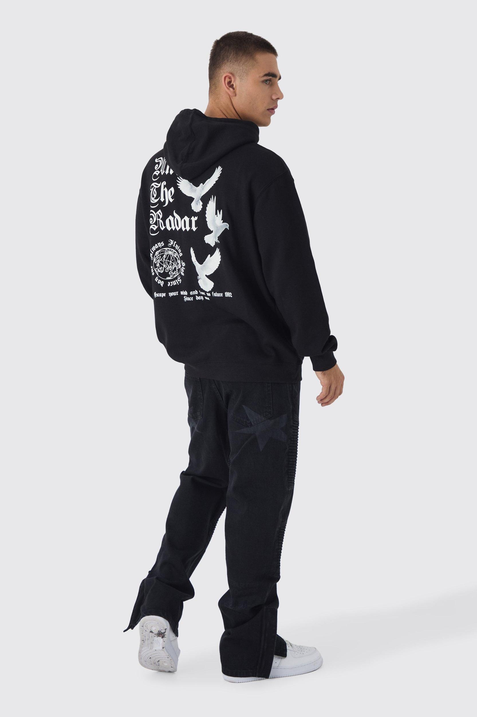 Straight Leg Moto Star Laser Print Jeans | boohooMAN USA Product Image