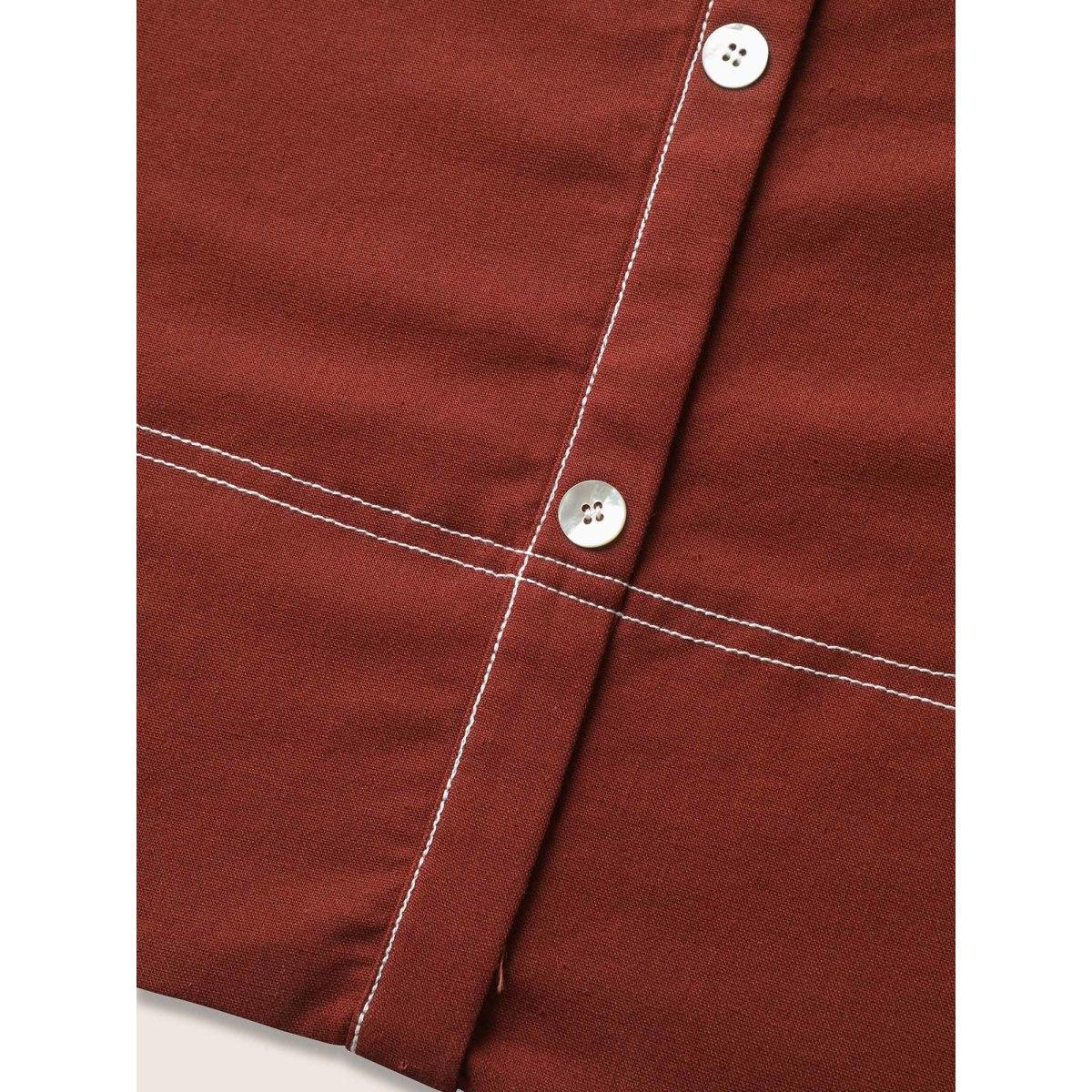 Plus Size Contrast Trim Patch Pocket Tank Dress Maroon Women Casual V-neck Sleeveless Curvy BloomChic 12/L Product Image