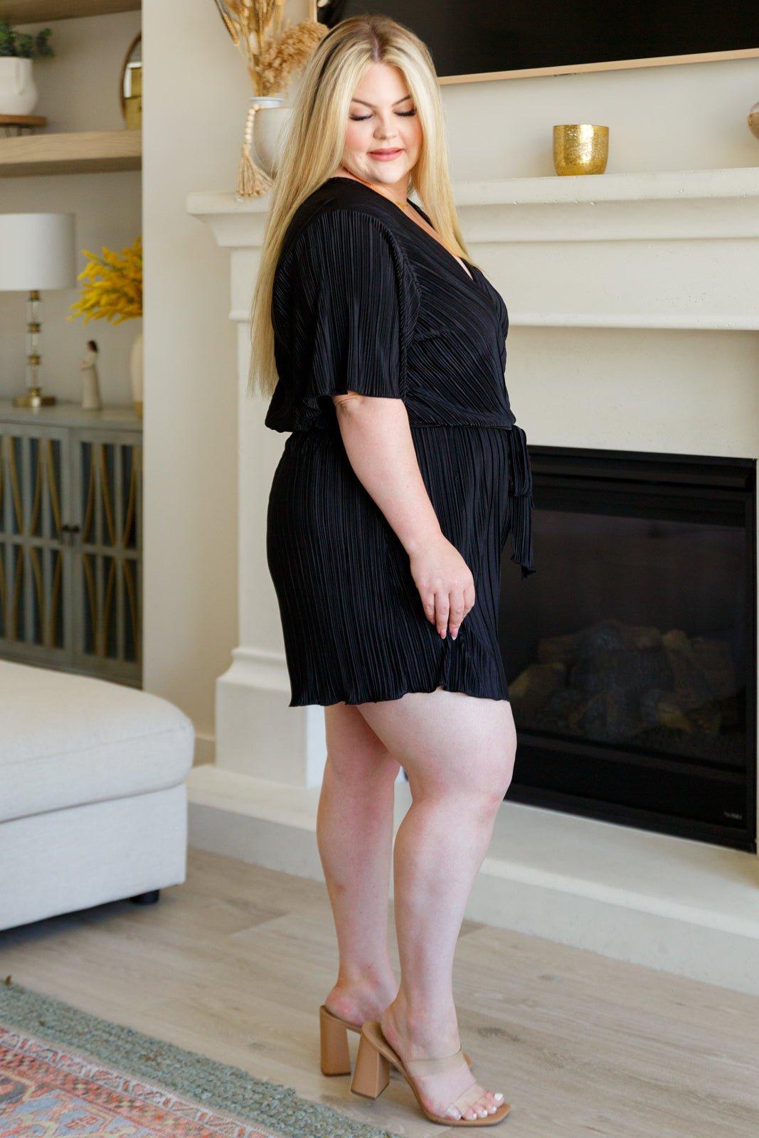Lovely Life Plisse Romper in Black (Online Exclusive) Product Image