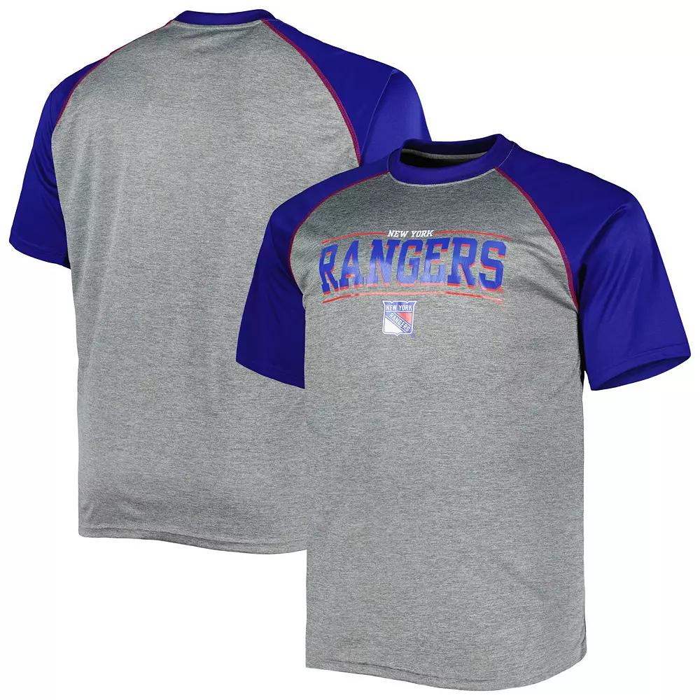 Men's Heather Gray New York Rangers Big & Tall Logo Raglan T-Shirt, Size: 5XB, Ran Grey Product Image