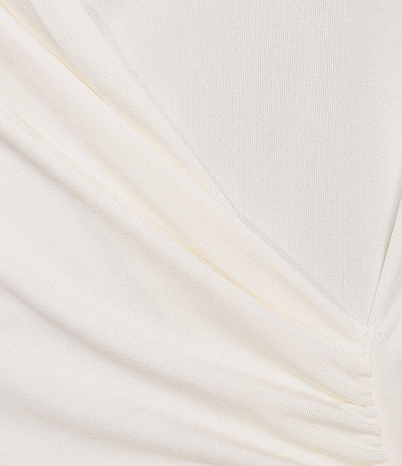 Anne Klein Stretch Knit Surplice V-Neck Sleeveless Shirred Bodice Top Product Image