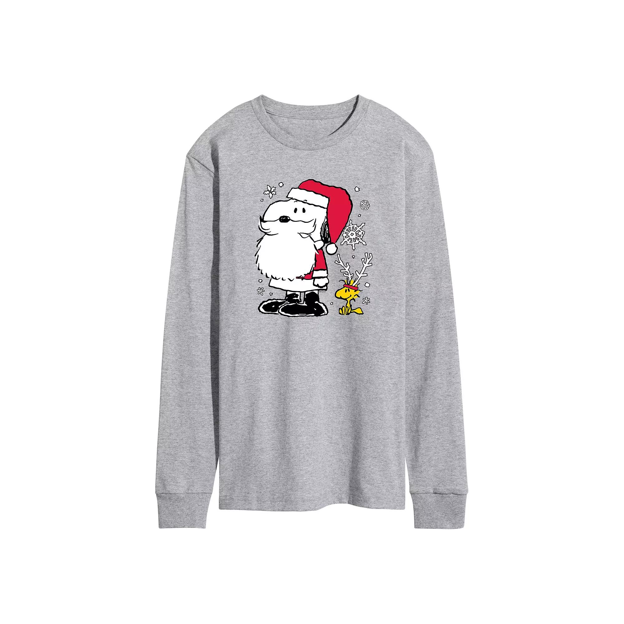 Men's Peanuts Snoopy Santa Reindeer Long Sleeve Tee,  Product Image