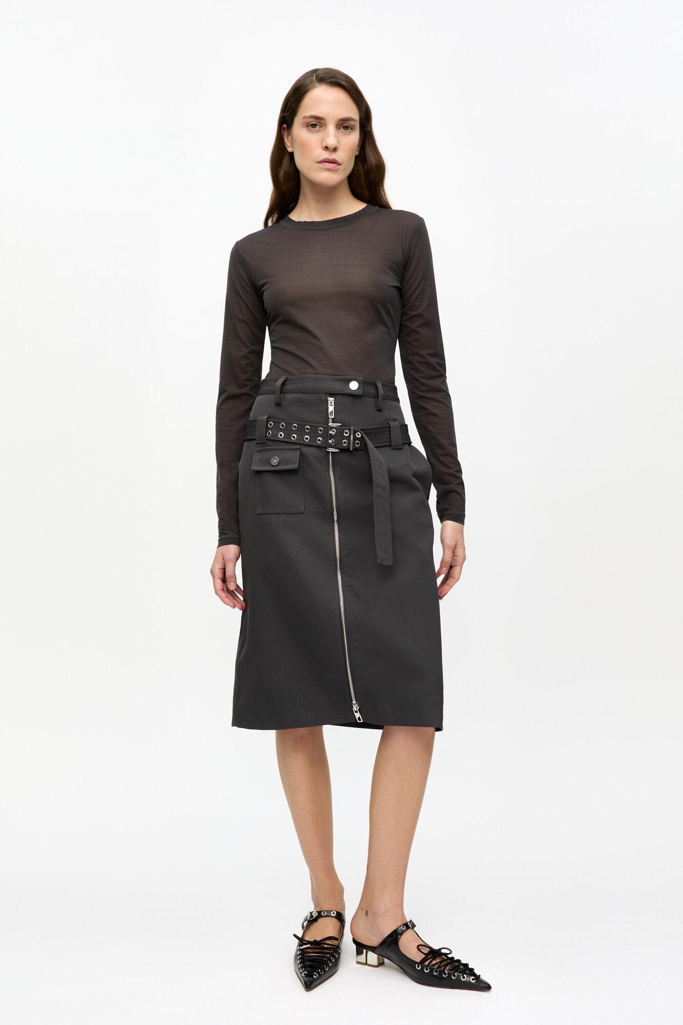 Black Sheer Mesh Jersey Long Sleeve Top Product Image