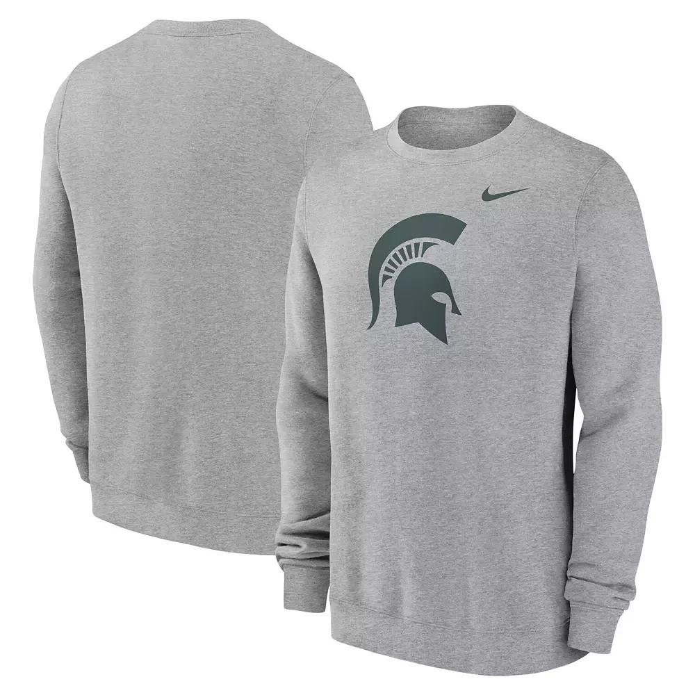 Men's Nike Heather Gray Michigan State Spartans Primetime Evergreen Fleece Pullover Sweatshirt, Size: 3XL, Grey Product Image