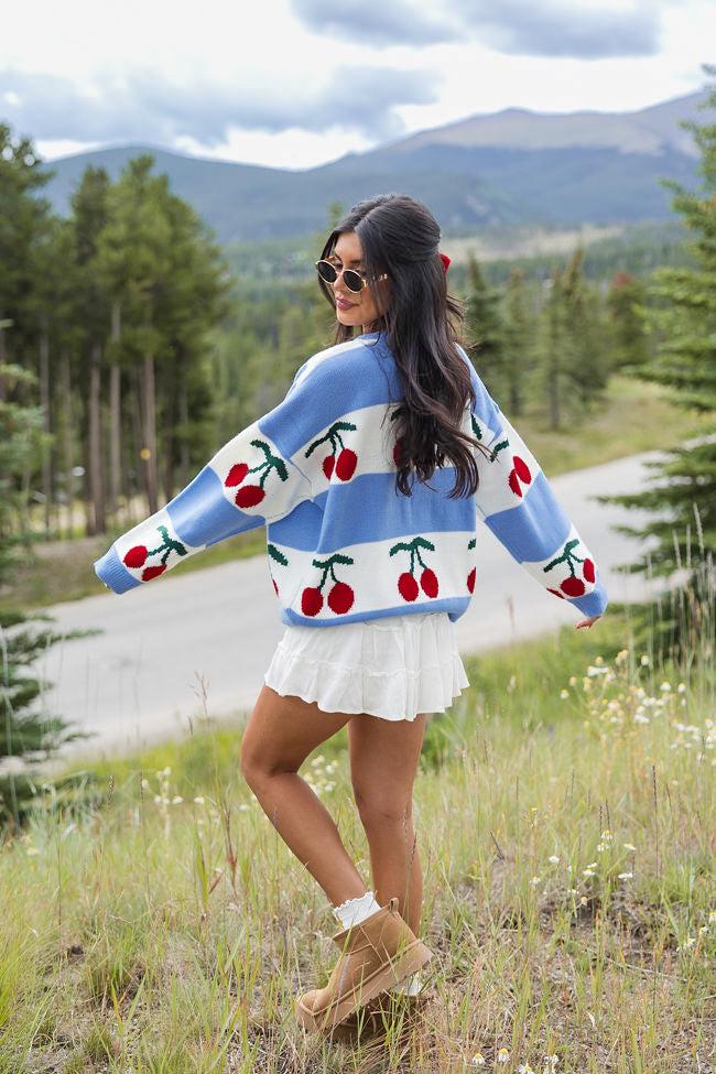 The Cherry On Top Blue Sweater FINAL SALE Product Image