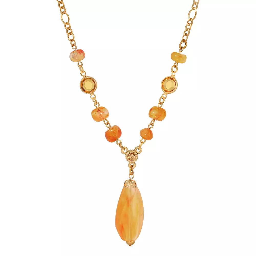 1928 Gold Tone Topaz Beaded Y Necklace, Womens, Beige Product Image
