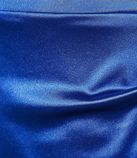 Honey and Rosie Satin Lace-Up Back Wrap Mini Dress Product Image