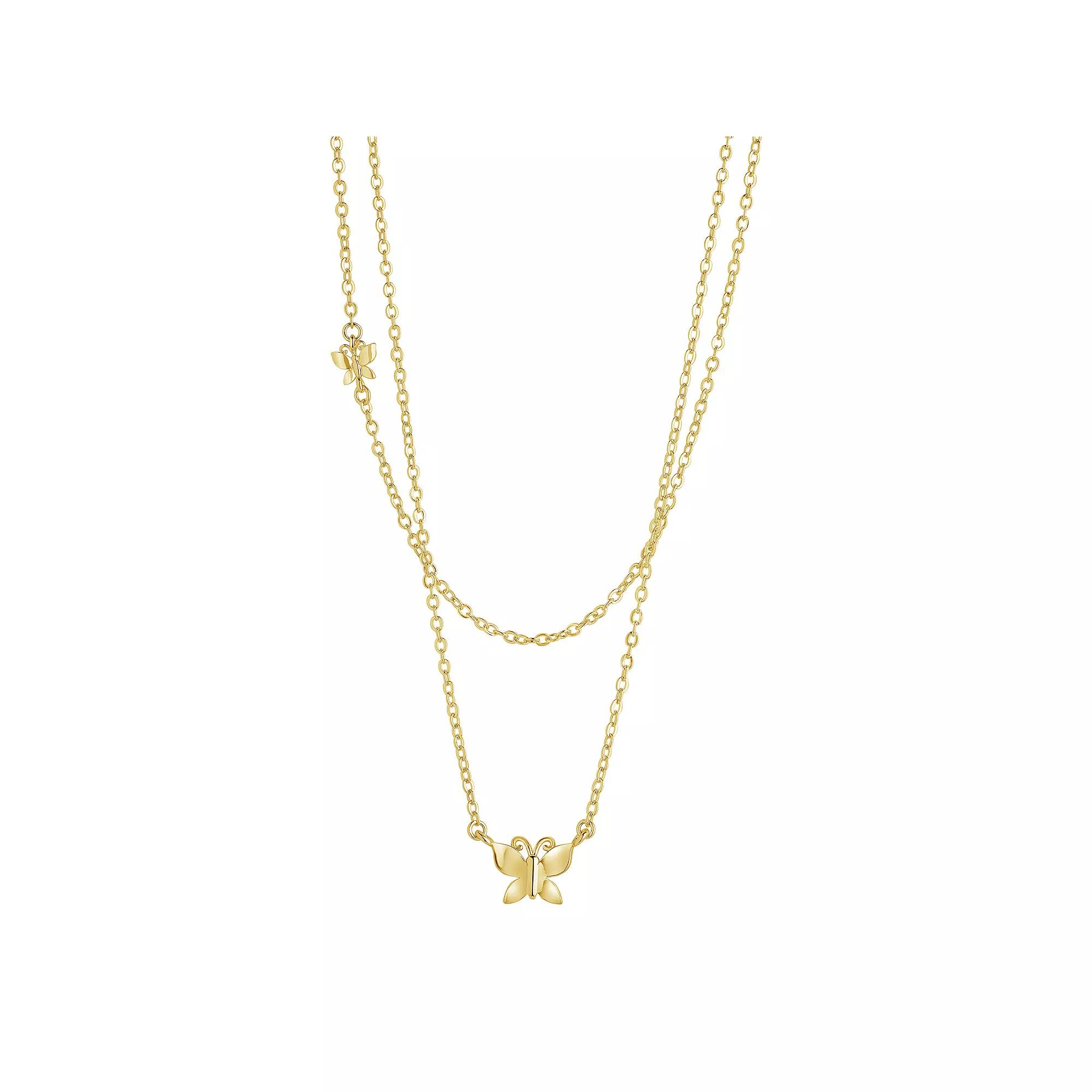 MC Collective Butterfly Chain Layered Necklace, Women's, Size: 16", Gold Tone Product Image