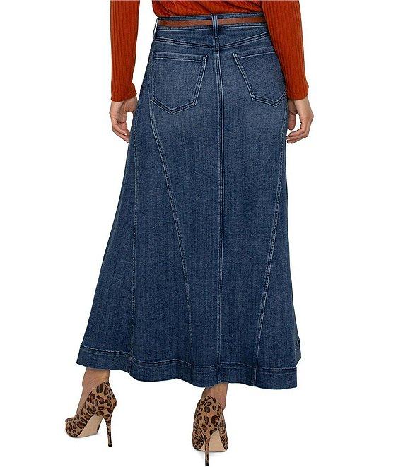 Liverpool Los Angeles Mermaid Denim 5-Pocket Maxi Skirt Product Image