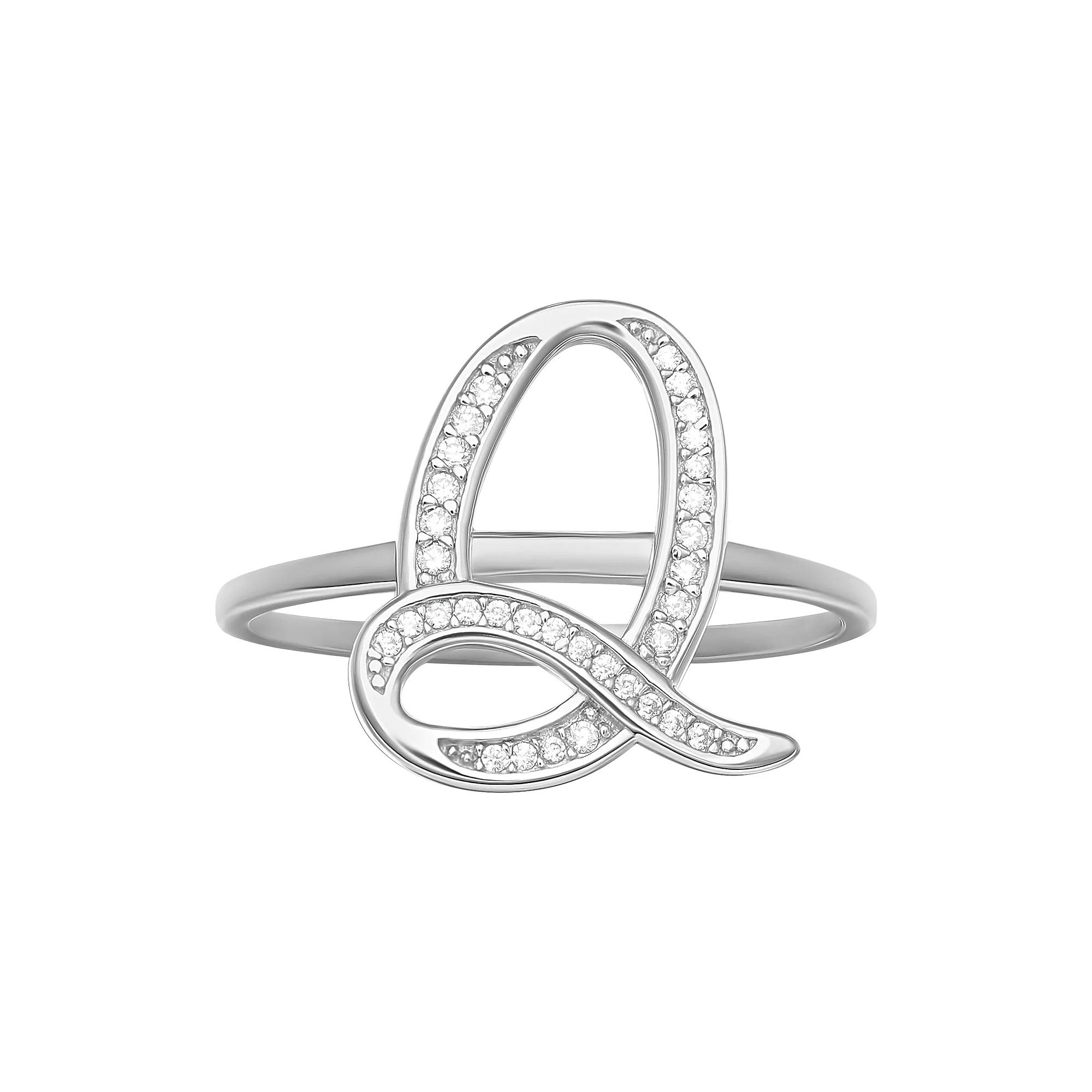 PRIMROSE Sterling Silver Cubic Zirconia Initial Ring, Women's, Size: 7, Sterling Silver T Product Image