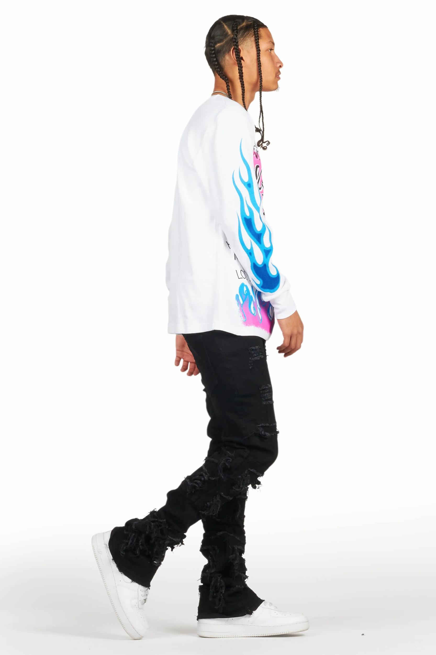 Vasco Jet Black Stacked Flare Jean Male Product Image