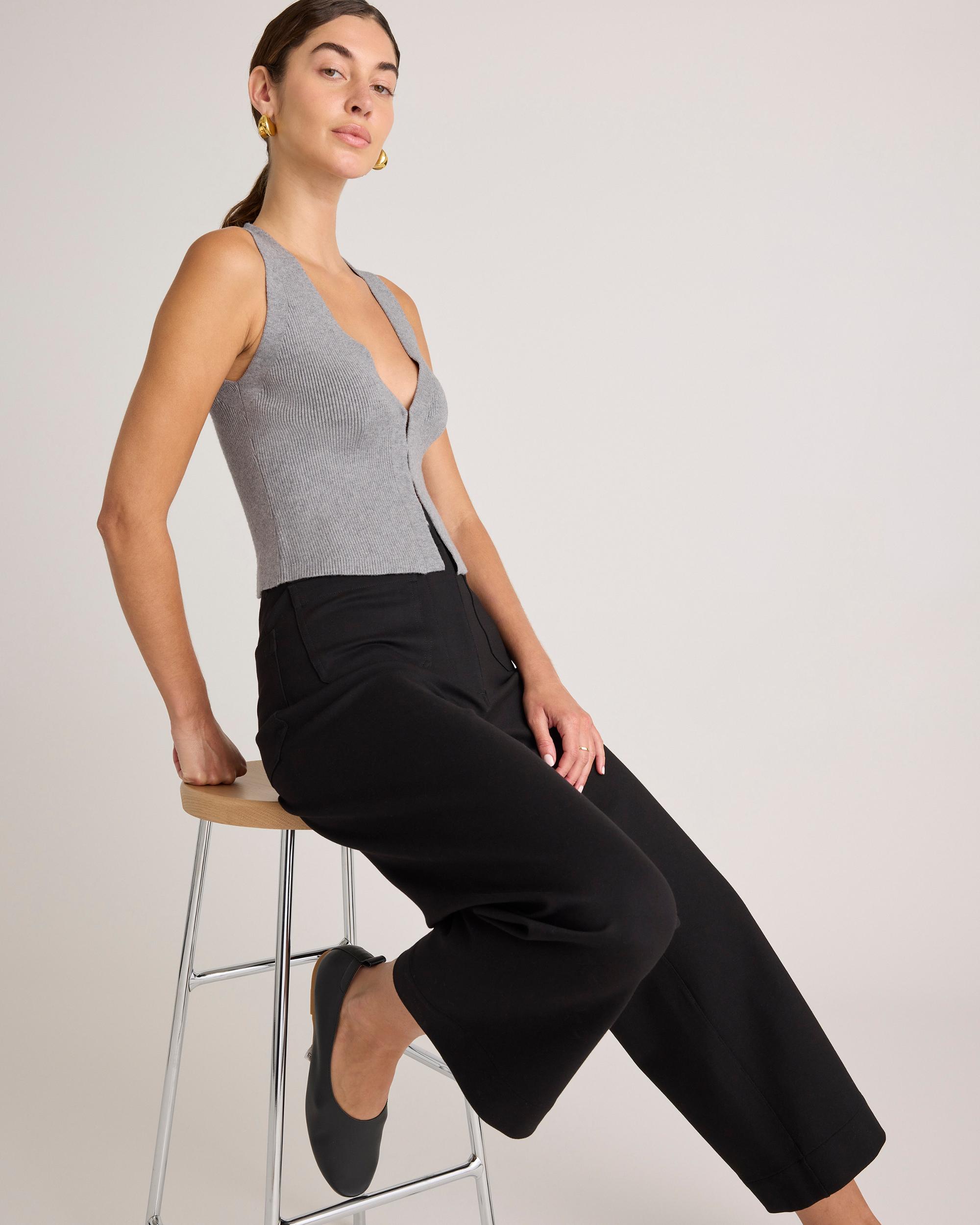Quince | Women's Ultra-Stretch Ponte Cropped Wide Leg Pants Rayon Product Image
