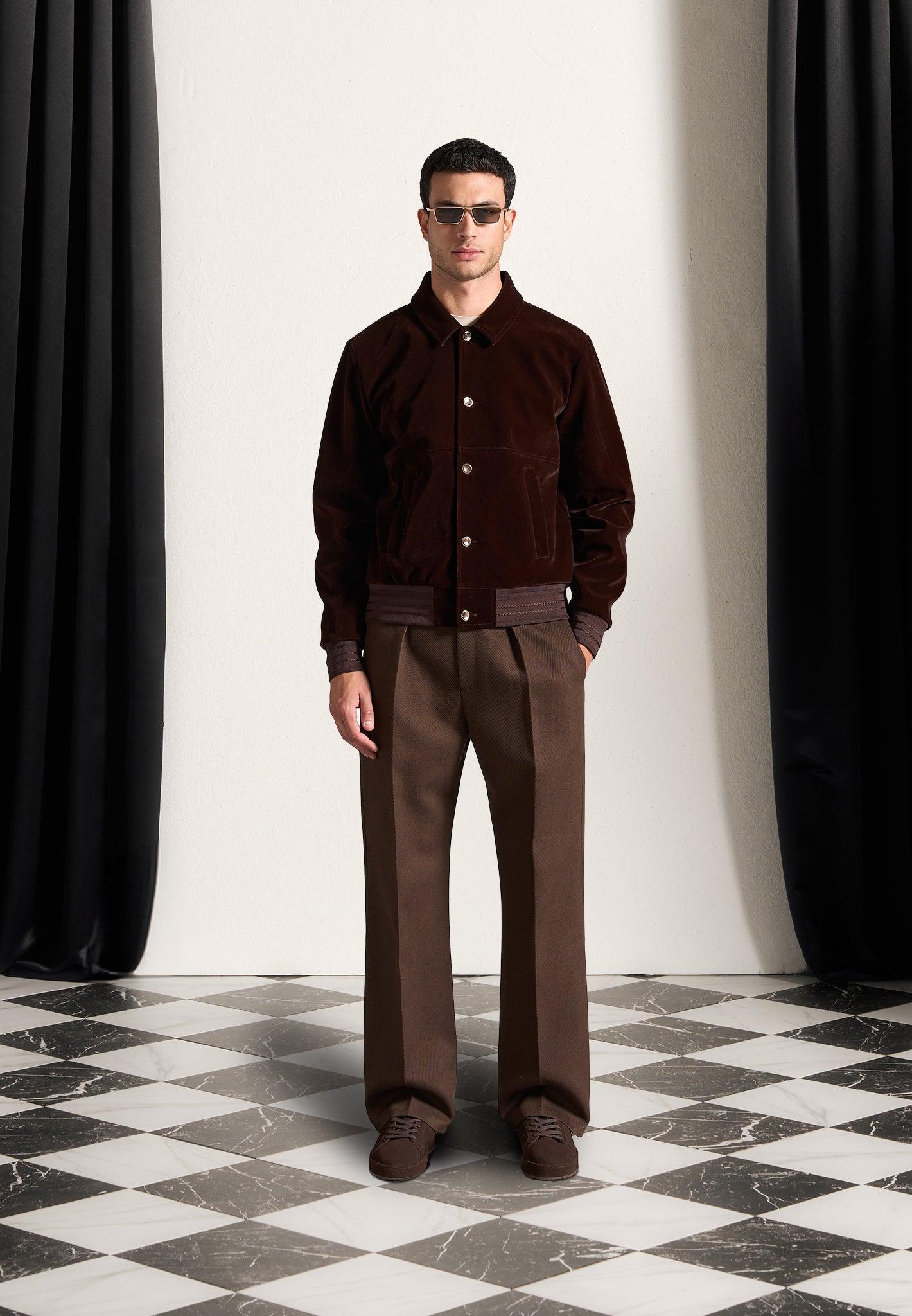 Velvet Trucker Jacket - Brown Male Product Image