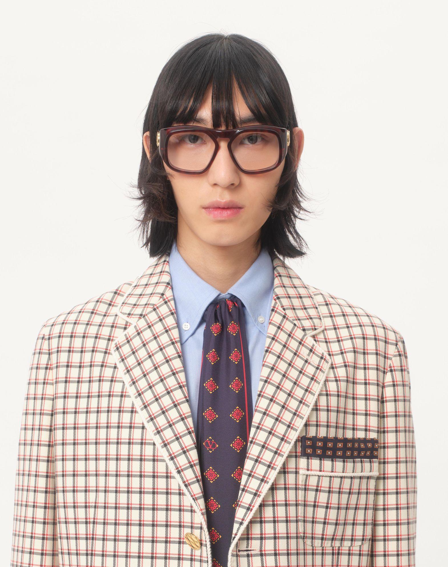 Single-Breasted Cotton Jacket With Check Pattern And Printed Edges Product Image