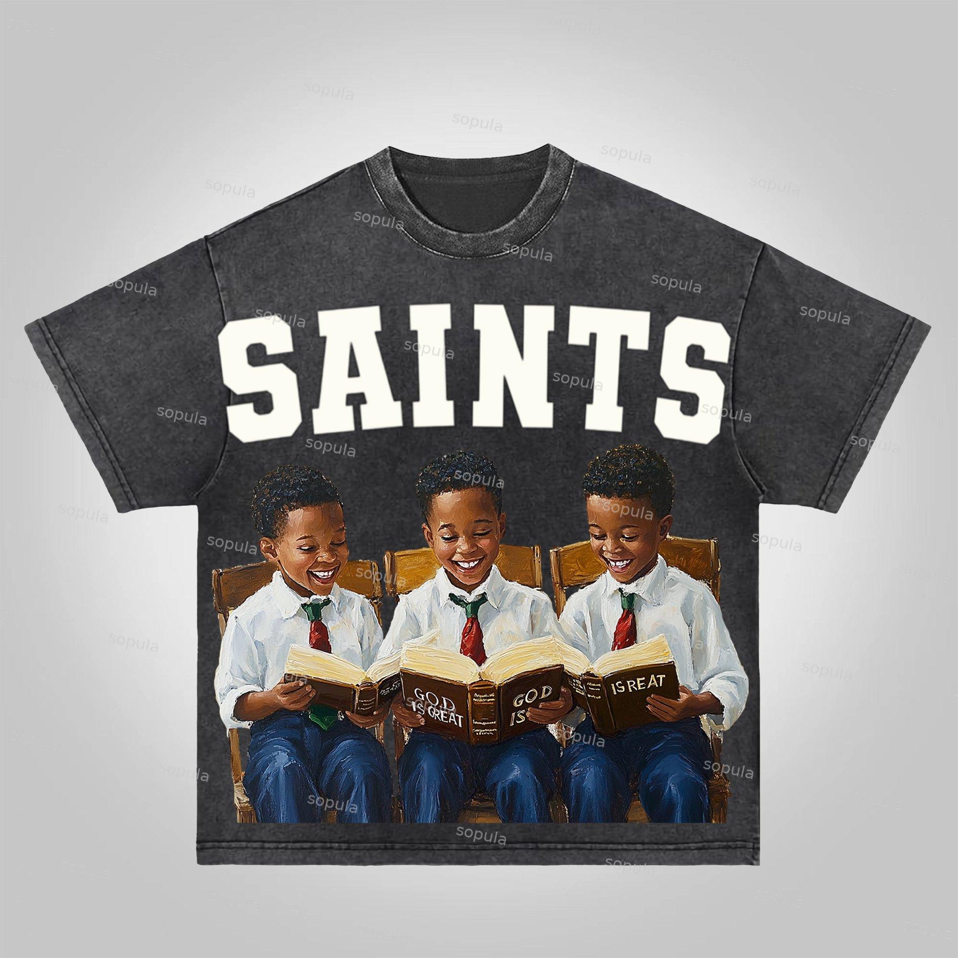 Sopula Saints God Is Reat Graphics Acid Washed T-shirt Product Image