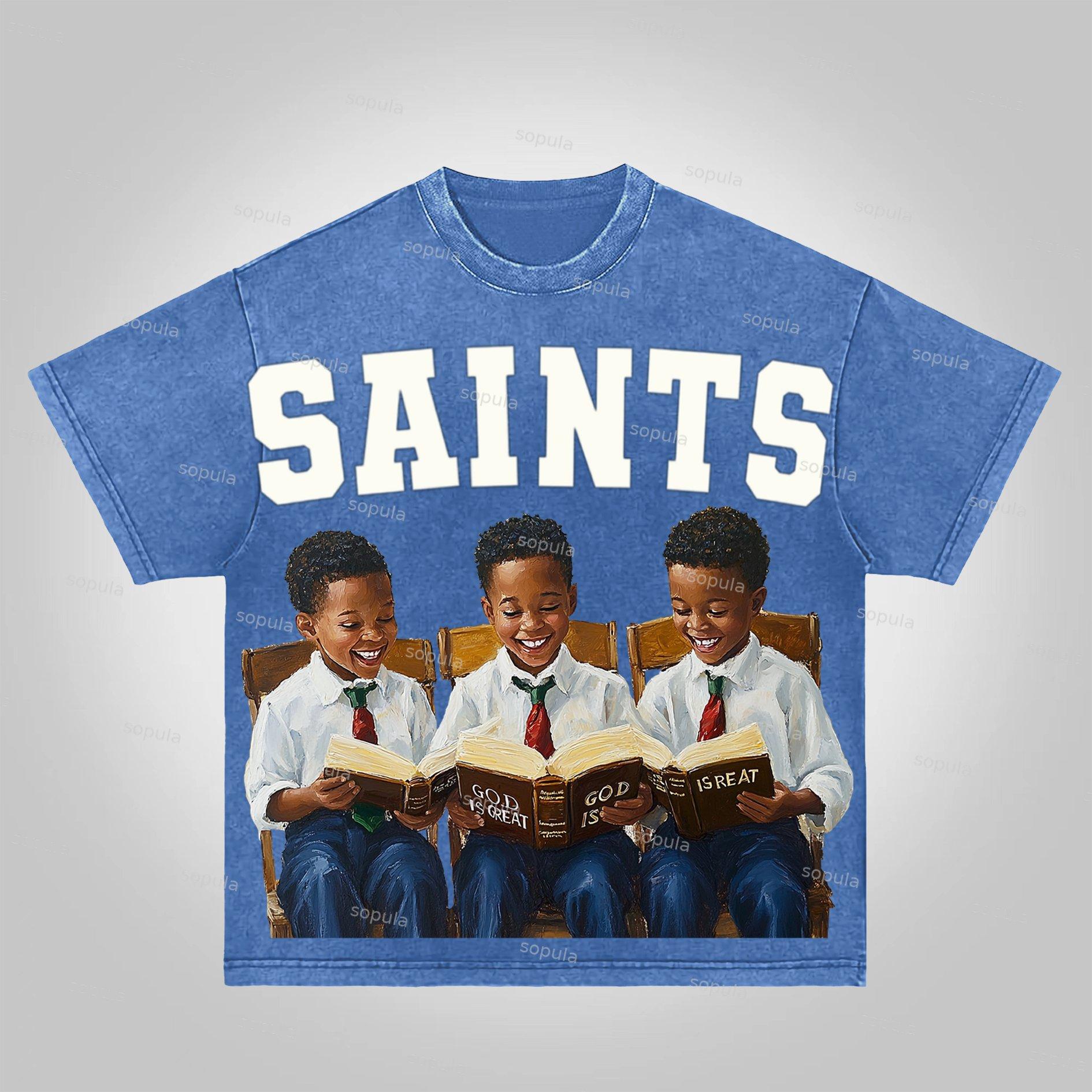 Sopula Saints God Is Reat Graphics Acid Washed T-shirt Product Image