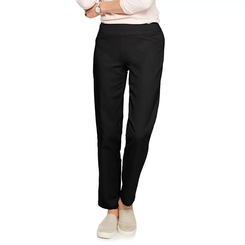 Petite Women's Croft & Barrow® 4-Pocket Effortless Stretch Pull-On Straight-Leg Pants,  Product Image