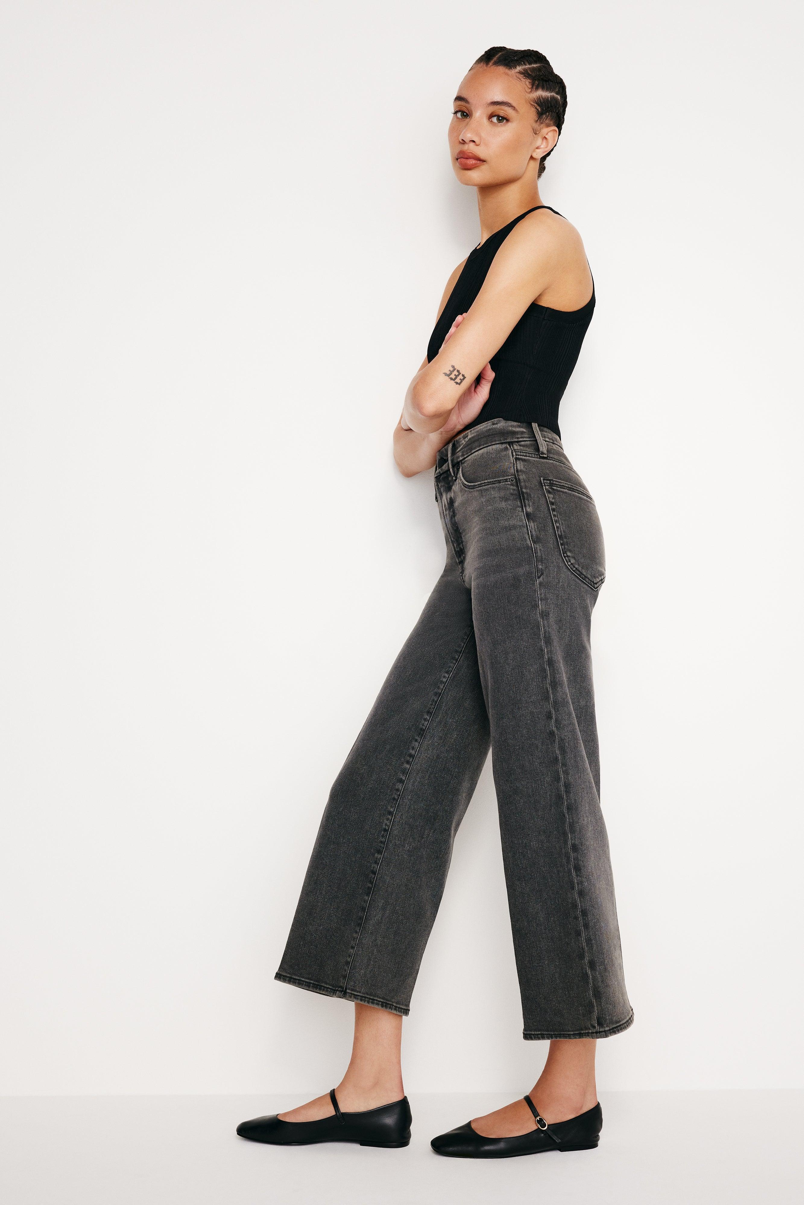 GOOD WAIST CROPPED PALAZZO JEANS | BLACK329 Product Image
