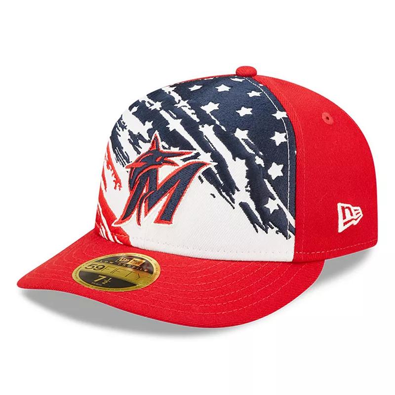 Men's New Era Red Miami Marlins 2022 4th of July Low Profile 59FIFTY Fitted Hat,  Product Image