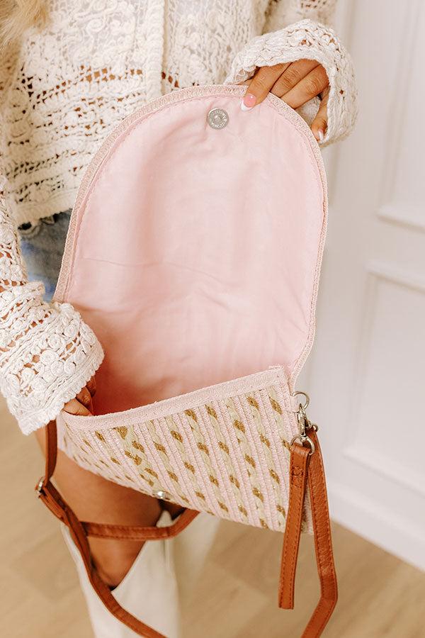 Cocktail Hour Raffia Woven Clutch in Pink Product Image