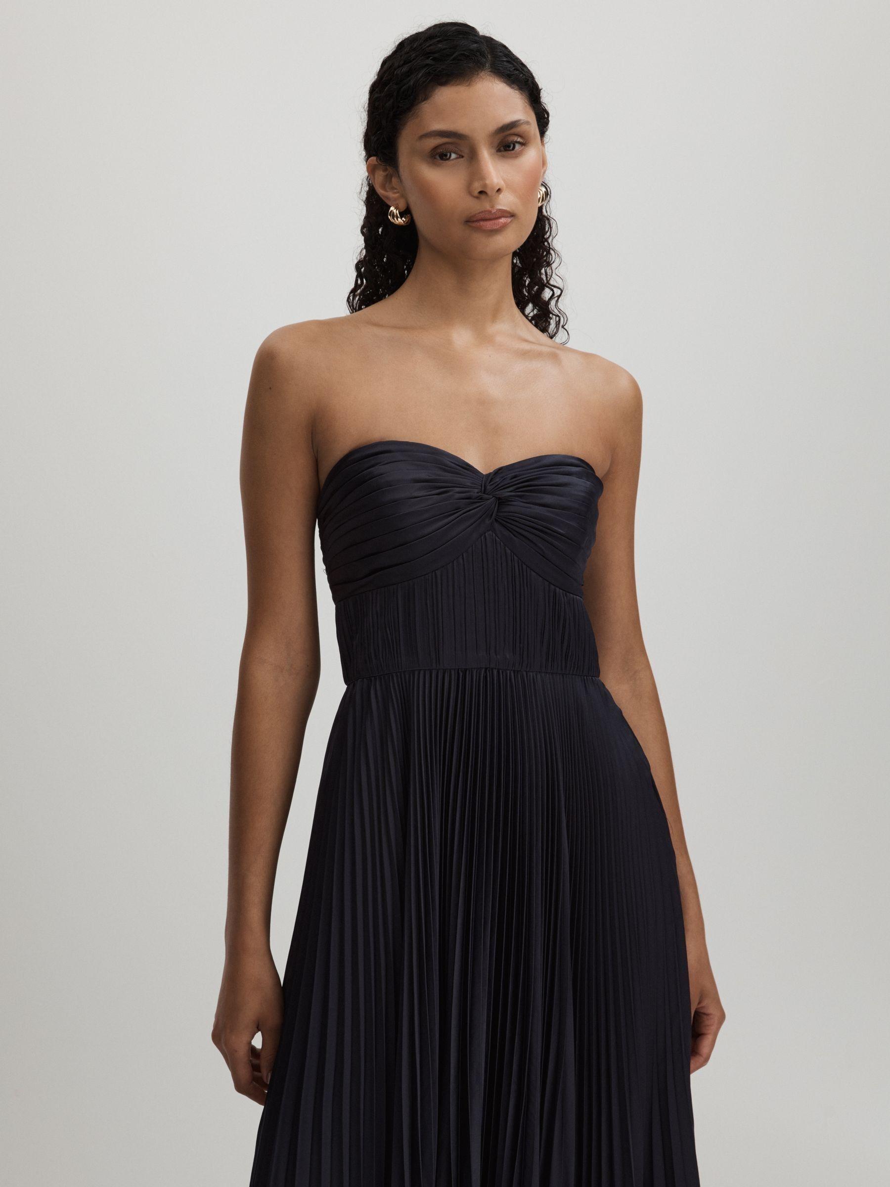 Amur Strapless Pleated Maxi Dress in Navy Product Image