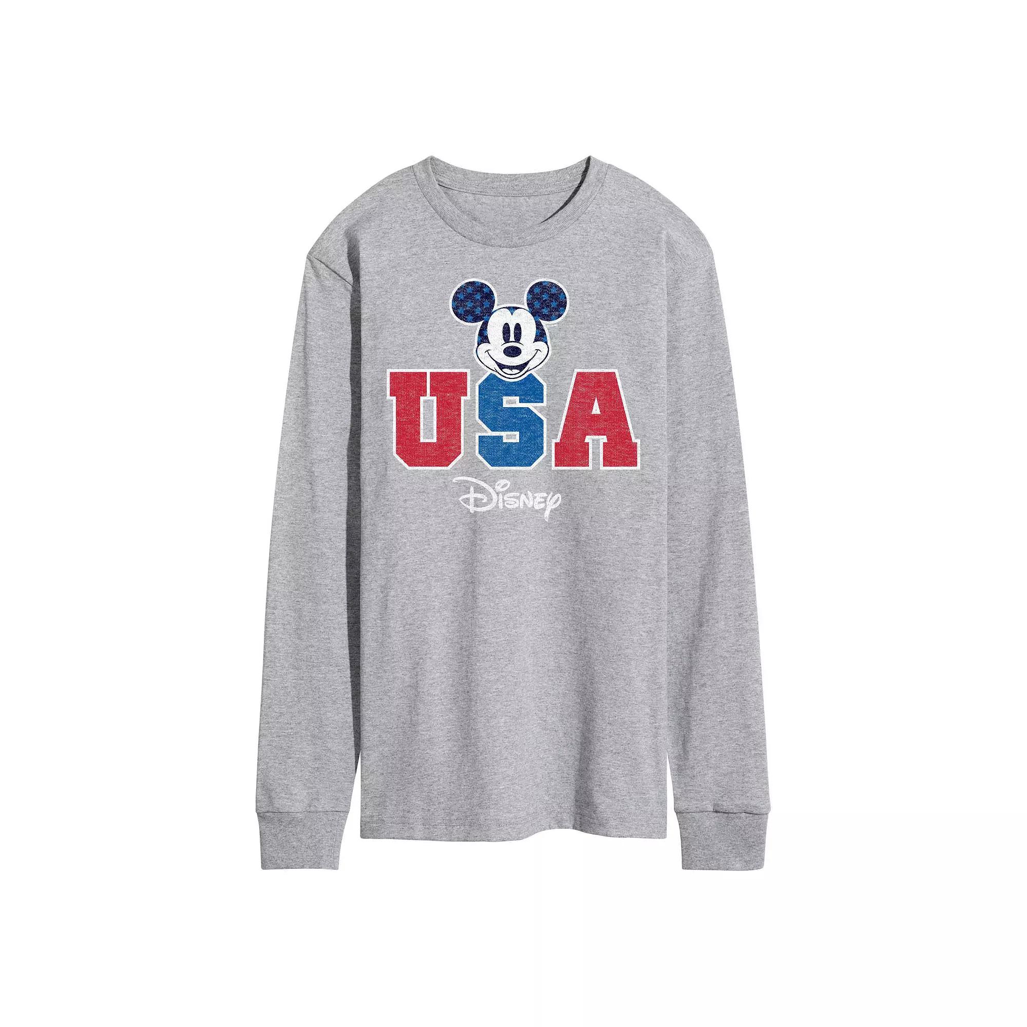 Disney's Mickey Mouse Men's USA Long Sleeve Graphic Tee,  Product Image