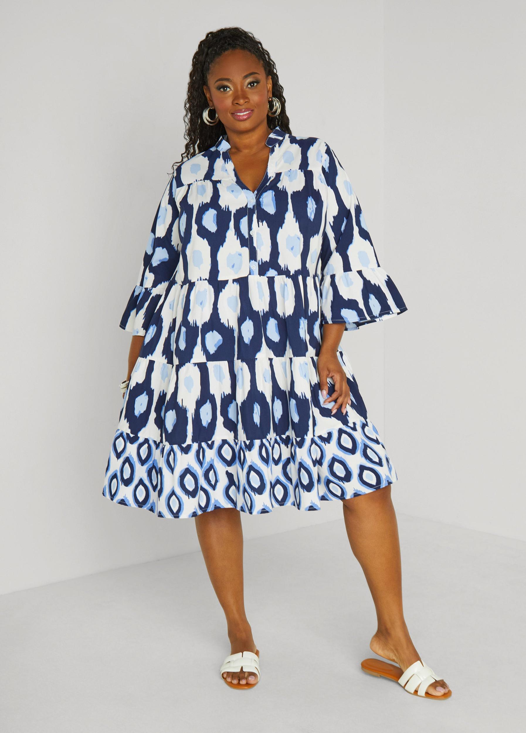 Flounced Ikat Print Dress Product Image