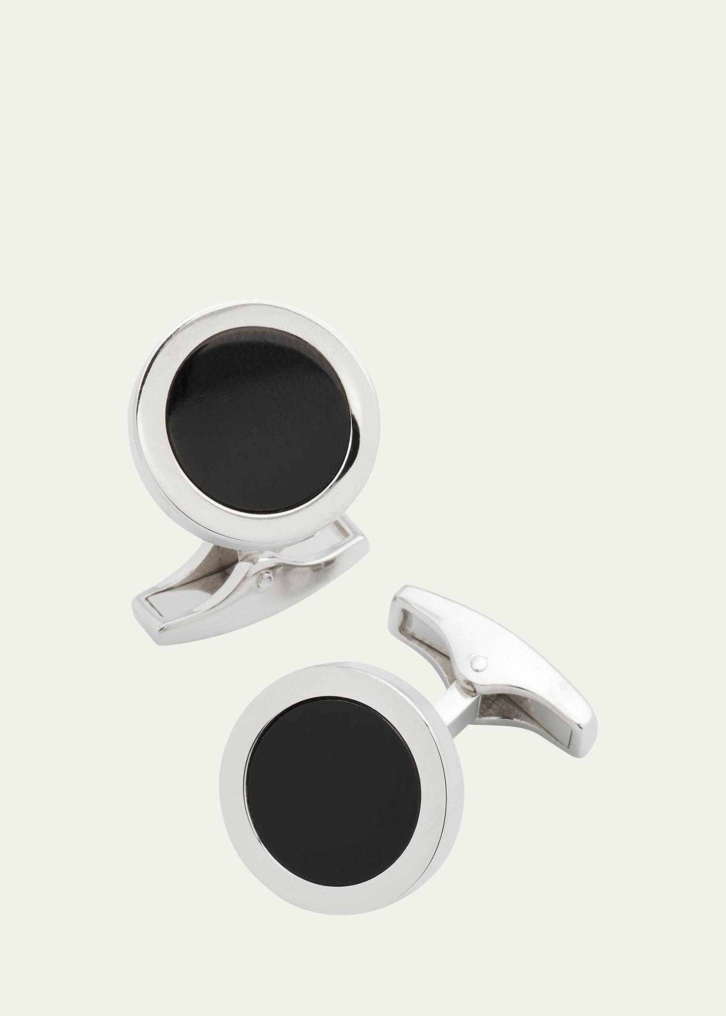 Mens Round Black Onyx Cufflinks Product Image