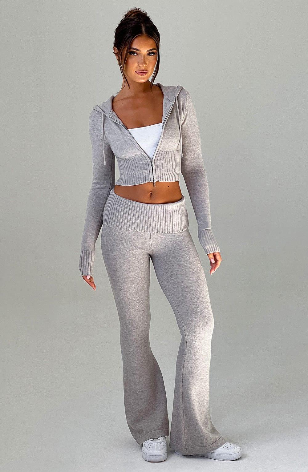 Portia Knit Pants - Light Grey Marl Product Image